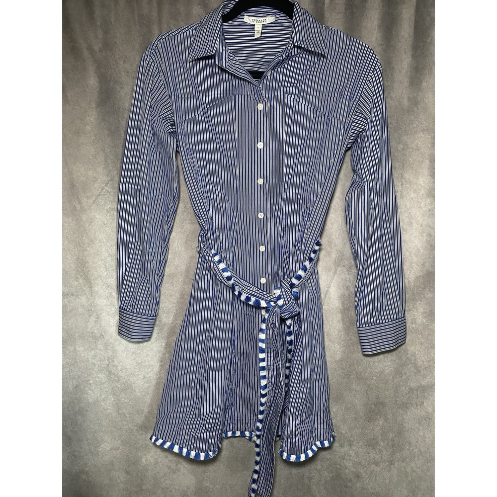 Derek lam 10 Crosby Iona Santorini Blue Striped Shirt Dress Size 0 Resort Preppy